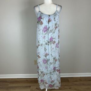 Made In Italy M Silk Blend Maxi Dress Floral Lined Cami Tank Sleeveless Shift
